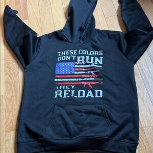 Black Graphic Crewneck Hoodie — Patriotic 'These Colors Don't Run'